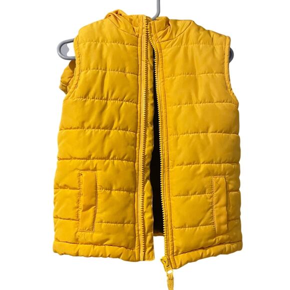 Little Me Toddler Boys Hooded Vest Size 3T Gold Yellow Full Zip Pockets - Picture 1 of 10